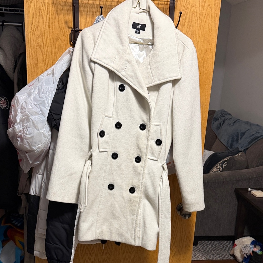 Iz Byer White Double-Breasted Pea Coat